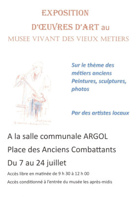 L'Association du Musée Vivant des Vieux Métiers organise une exposition sur le thème des métiers anciens avec des peintures sculptures et photos.
Nous avons réunis des artistes locaux.