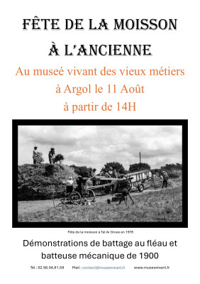 Dimanche 11 août à  partir de 14H, démonstration de battage au fléau et batteuse mécanique de 1900
